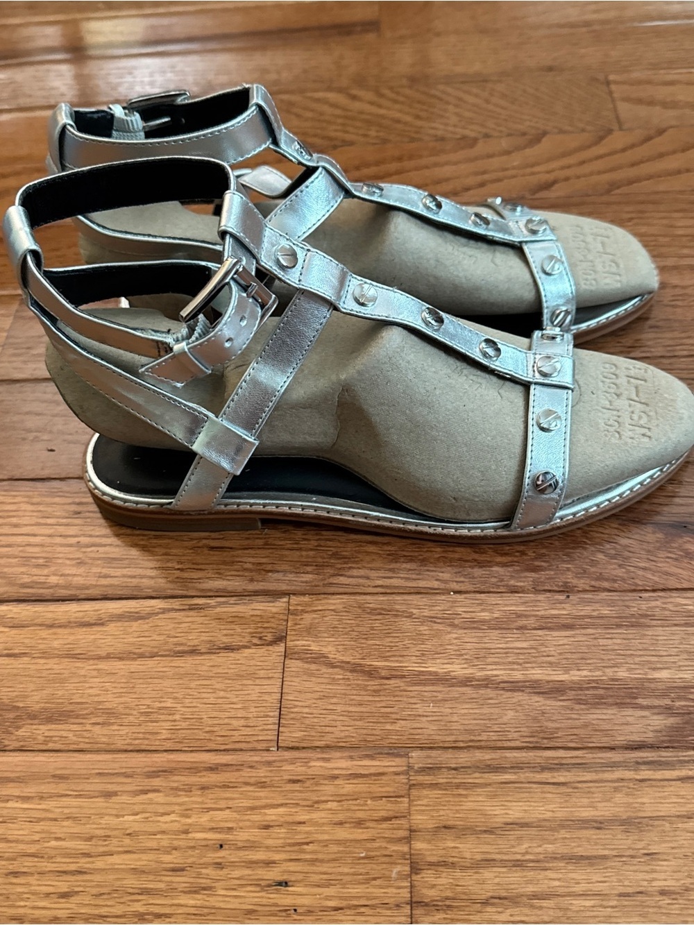 Rebecca Minkoff Womens Sandy Silver Leather Gladiator Sandal Size 6.5
